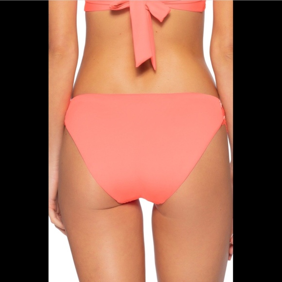 NWT Becca [ Small ] Delilah Avery Crochet-Side Bikini Bottoms in‎ Coral - Picture 11 of 11